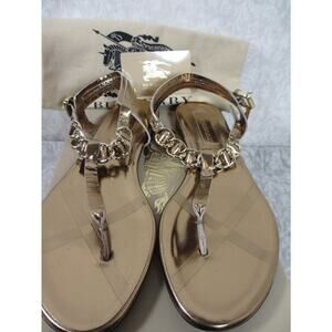 Burberry Sandals Metallic Chain Shoes Size US 8.5 Eur 38.5 Original Box Dustbags